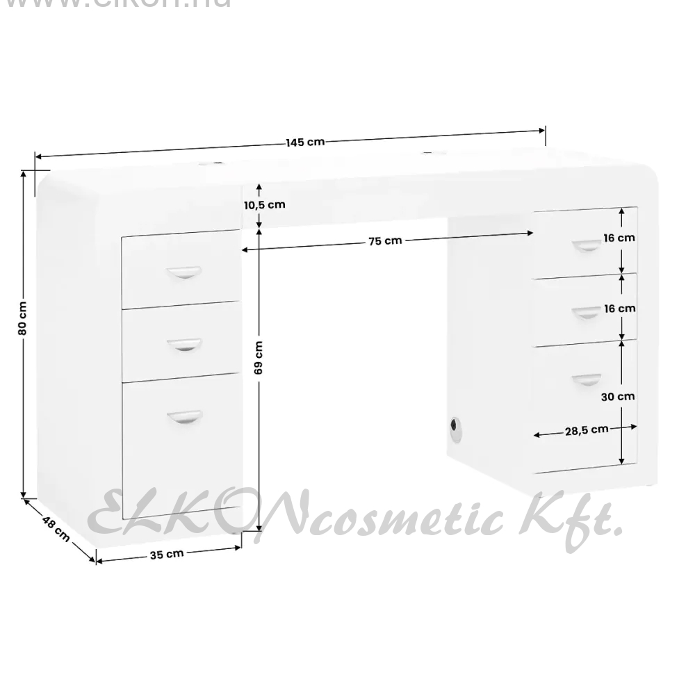 MŰKÖRMÖS / KOZMETIKAI ASZTAL 314 FEHÉR - E-SHOP ELKONcosmetic Kft.